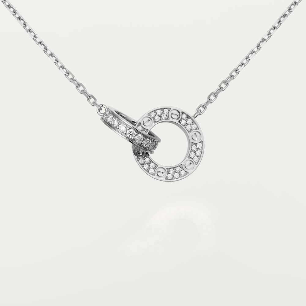 ¡®AuraJewelry¡¯LOVE 7.6MM NECKLACE ROSE GOLD AND SILVER  FULL DIAMOND