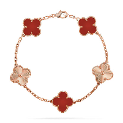 [AuraJewelry]New  CLOVER 5 MOTIF RED CORNELIAN BRACELET COLLECTION
