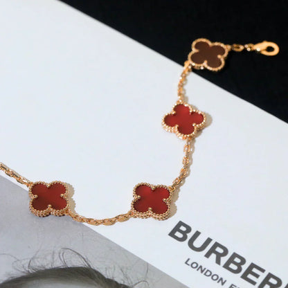 [AuraJewelry]New  CLOVER 5 MOTIF RED CORNELIAN BRACELET COLLECTION