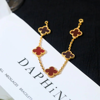 [AuraJewelry]New  CLOVER 5 MOTIF RED CORNELIAN BRACELET COLLECTION