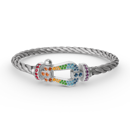 ¡®AuraJewelry¡¯FORC LARGE HORSESHOE  COLORED DIAMOND BRACELET SILVER