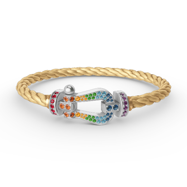 ¡®AuraJewelry¡¯FORC LARGE HORSESHOE  COLORED DIAMOND BRACELET SILVER