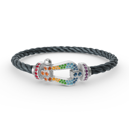 ¡®AuraJewelry¡¯FORC LARGE HORSESHOE  COLORED DIAMOND BRACELET SILVER