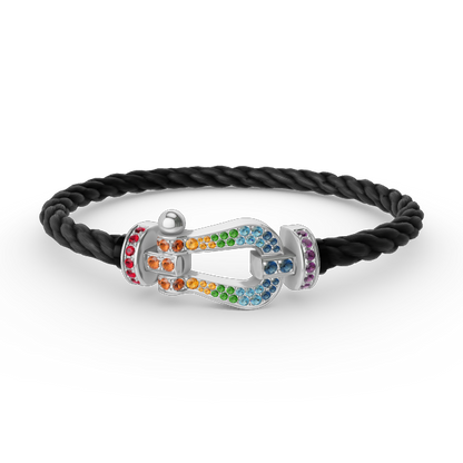 ¡®AuraJewelry¡¯FORC LARGE HORSESHOE  COLORED DIAMOND BRACELET SILVER