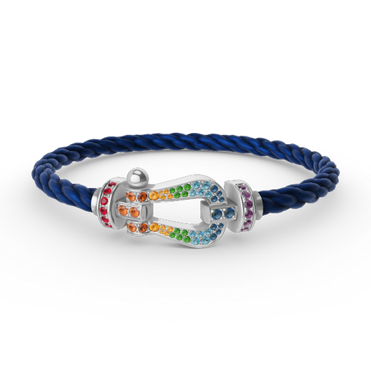 ¡®AuraJewelry¡¯FORC LARGE HORSESHOE  COLORED DIAMOND BRACELET SILVER