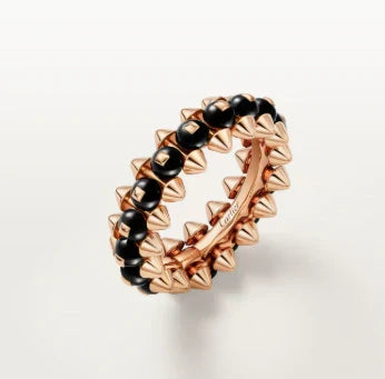 [AuraJewelry]CLASH ELEGANT ROSE GOLD RING FEATURING NATURAL AGATE
