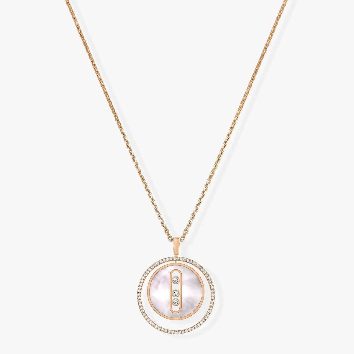 [AuraJewelry]LUCKY MOVE MM NACRE BLANCHE DIAMOND NECKLACE