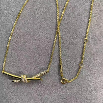 [AuraJewelry]T House Diamond-Studded Knot Necklace