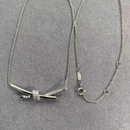 [AuraJewelry]T House Diamond-Studded Knot Necklace