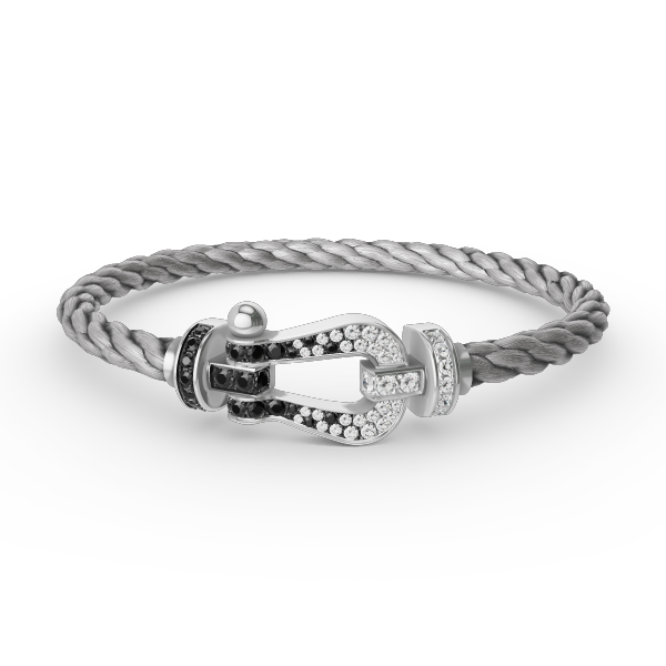 ¡®AuraJewelry¡¯FORCE LARGE HORSESHOE BLACK WHITE DIAMOND BRACELET SILVER