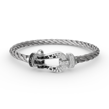 ¡®AuraJewelry¡¯FORCE LARGE HORSESHOE BLACK WHITE DIAMOND BRACELET SILVER