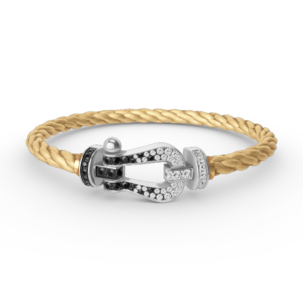 ¡®AuraJewelry¡¯FORCE LARGE HORSESHOE BLACK WHITE DIAMOND BRACELET SILVER
