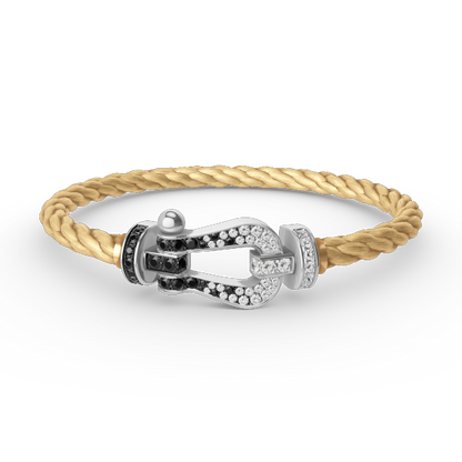 ¡®AuraJewelry¡¯FORCE LARGE HORSESHOE BLACK WHITE DIAMOND BRACELET SILVER