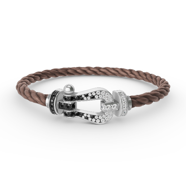 ¡®AuraJewelry¡¯FORCE LARGE HORSESHOE BLACK WHITE DIAMOND BRACELET SILVER