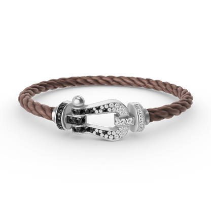 ¡®AuraJewelry¡¯FORCE LARGE HORSESHOE BLACK WHITE DIAMOND BRACELET SILVER