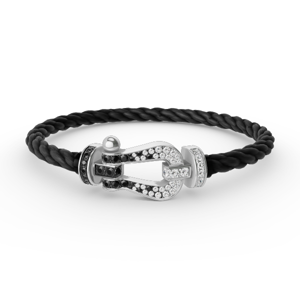 ¡®AuraJewelry¡¯FORCE LARGE HORSESHOE BLACK WHITE DIAMOND BRACELET SILVER