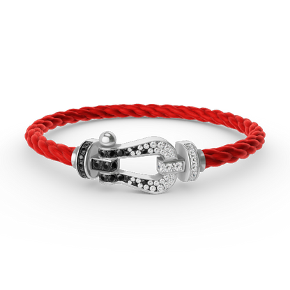 ¡®AuraJewelry¡¯FORCE LARGE HORSESHOE BLACK WHITE DIAMOND BRACELET SILVER