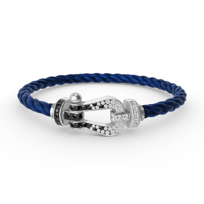 ¡®AuraJewelry¡¯FORCE LARGE HORSESHOE BLACK WHITE DIAMOND BRACELET SILVER