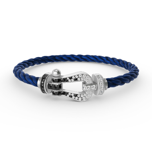 ¡®AuraJewelry¡¯FORCE LARGE HORSESHOE BLACK WHITE DIAMOND BRACELET SILVER