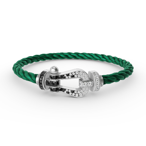 ¡®AuraJewelry¡¯FORCE LARGE HORSESHOE BLACK WHITE DIAMOND BRACELET SILVER