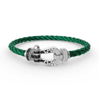 ¡®AuraJewelry¡¯FORCE LARGE HORSESHOE BLACK WHITE DIAMOND BRACELET SILVER