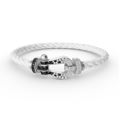 ¡®AuraJewelry¡¯FORCE LARGE HORSESHOE BLACK WHITE DIAMOND BRACELET SILVER