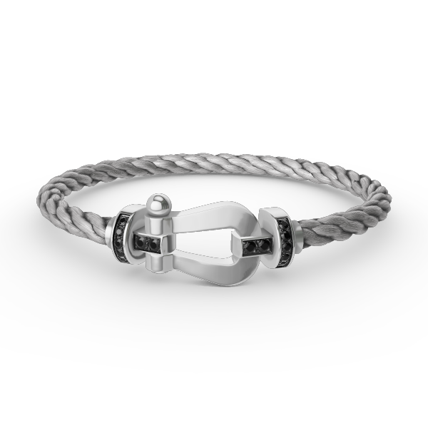 ¡®AuraJewelry¡¯FORCE LARGE HORSESHOE BLACK DIAMOND BRACELET SILVER