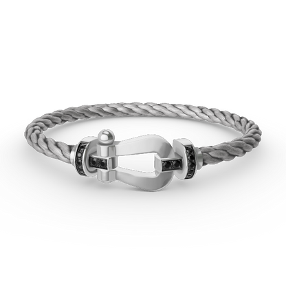 ¡®AuraJewelry¡¯FORCE LARGE HORSESHOE BLACK DIAMOND BRACELET SILVER
