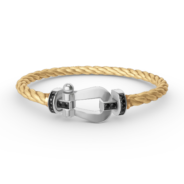 ¡®AuraJewelry¡¯FORCE LARGE HORSESHOE BLACK DIAMOND BRACELET SILVER