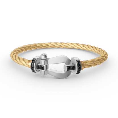 ¡®AuraJewelry¡¯FORCE LARGE HORSESHOE BLACK DIAMOND BRACELET SILVER