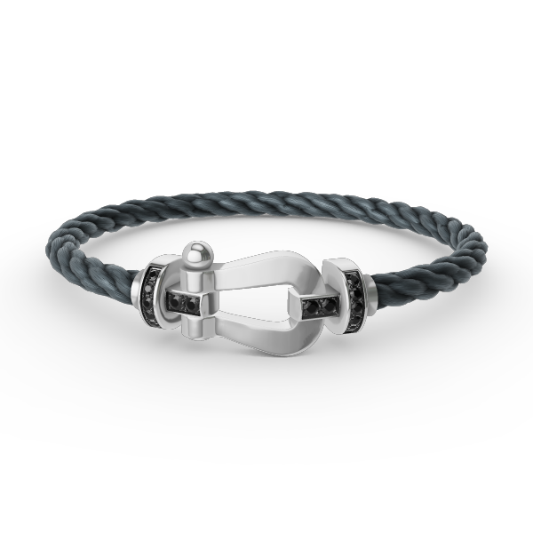 ¡®AuraJewelry¡¯FORCE LARGE HORSESHOE BLACK DIAMOND BRACELET SILVER