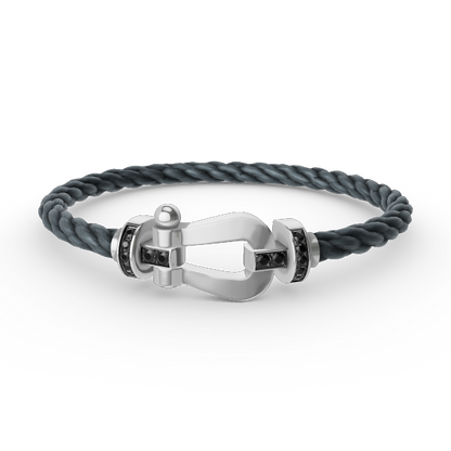 ¡®AuraJewelry¡¯FORCE LARGE HORSESHOE BLACK DIAMOND BRACELET SILVER