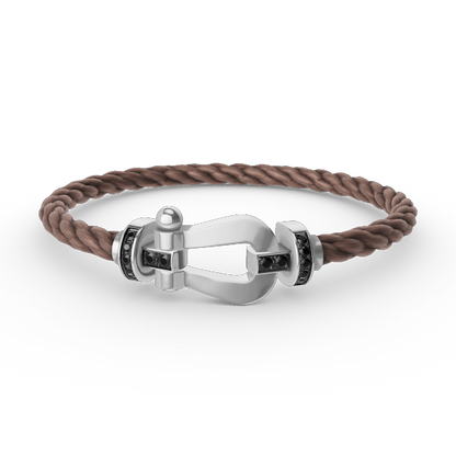 ¡®AuraJewelry¡¯FORCE LARGE HORSESHOE BLACK DIAMOND BRACELET SILVER
