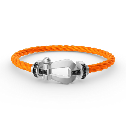 ¡®AuraJewelry¡¯FORCE LARGE HORSESHOE BLACK DIAMOND BRACELET SILVER