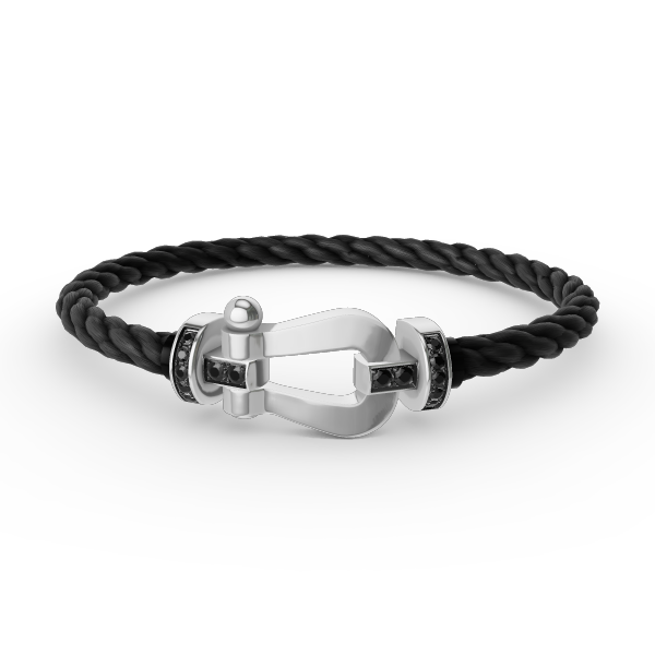 ¡®AuraJewelry¡¯FORCE LARGE HORSESHOE BLACK DIAMOND BRACELET SILVER