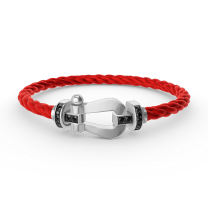 ¡®AuraJewelry¡¯FORCE LARGE HORSESHOE BLACK DIAMOND BRACELET SILVER