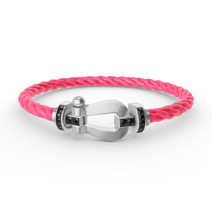 ¡®AuraJewelry¡¯FORCE LARGE HORSESHOE BLACK DIAMOND BRACELET SILVER