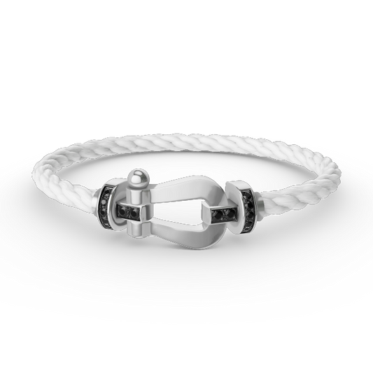 ¡®AuraJewelry¡¯FORCE LARGE HORSESHOE BLACK DIAMOND BRACELET SILVER