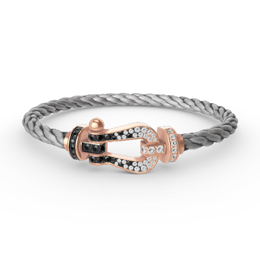 ¡®AuraJewelry¡¯FORCE LARGE HORSESHOE BLACK WHITE DIAMOND BRACELET ROSE GOLD