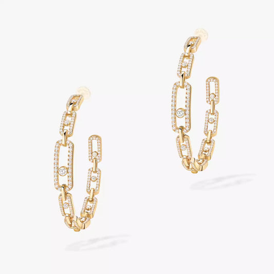 [AuraJewelry]Move Link Diamond Hoop Earrings