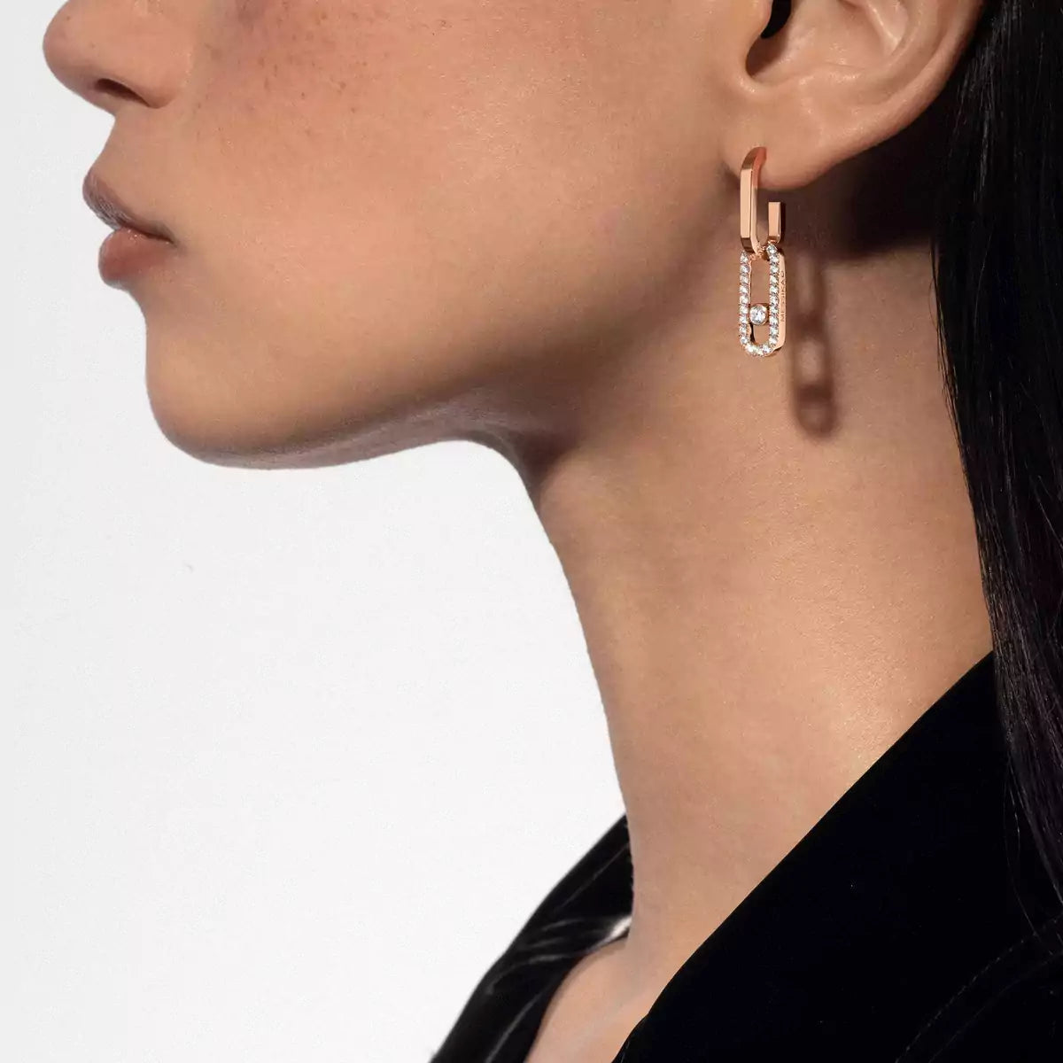 [AuraJewelry]Move Link Diamond Earrings
