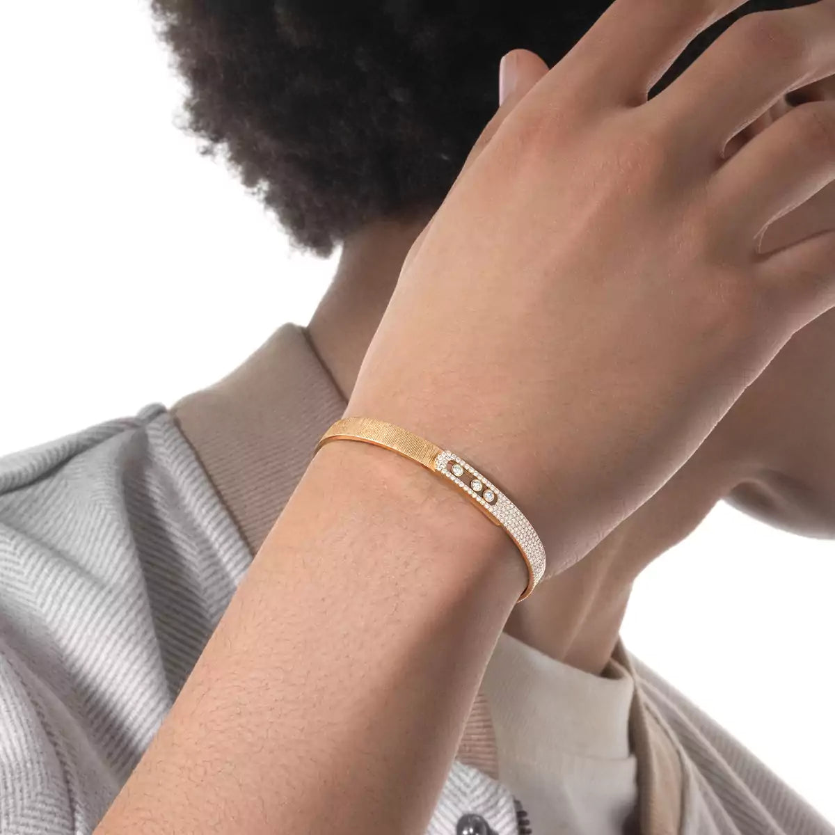 [AuraJewelry]Move Noa Ciselé half pavé bangle