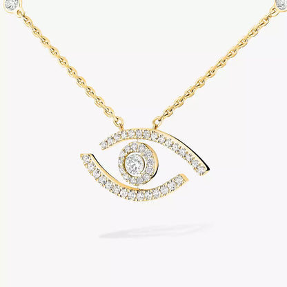 [AuraJewelry]Pave_ Diamond Necklace Lucky Eye