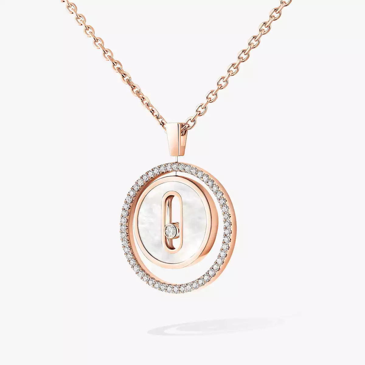 [AuraJewelry]Lucky Move Diamond Necklace in Rose Gold and White Mother-of-Pearl