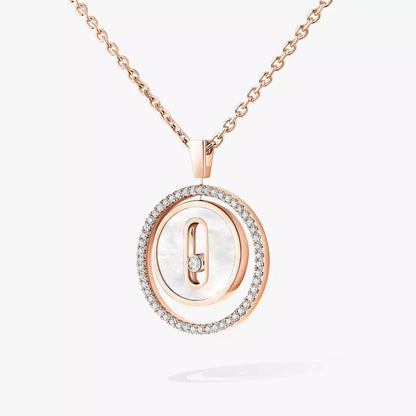 [AuraJewelry]Lucky Move Diamond Necklace in Rose Gold and White Mother-of-Pearl