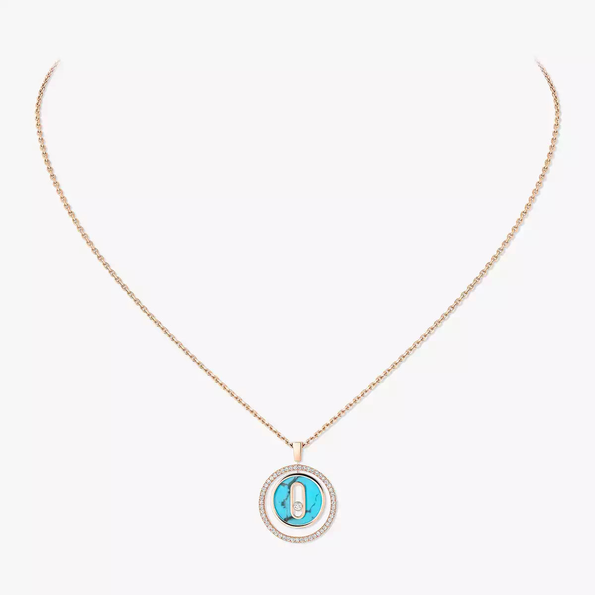 [AuraJewelry]Lucky Move Diamond Necklace in Rose Gold and White Mother-of-Pearl