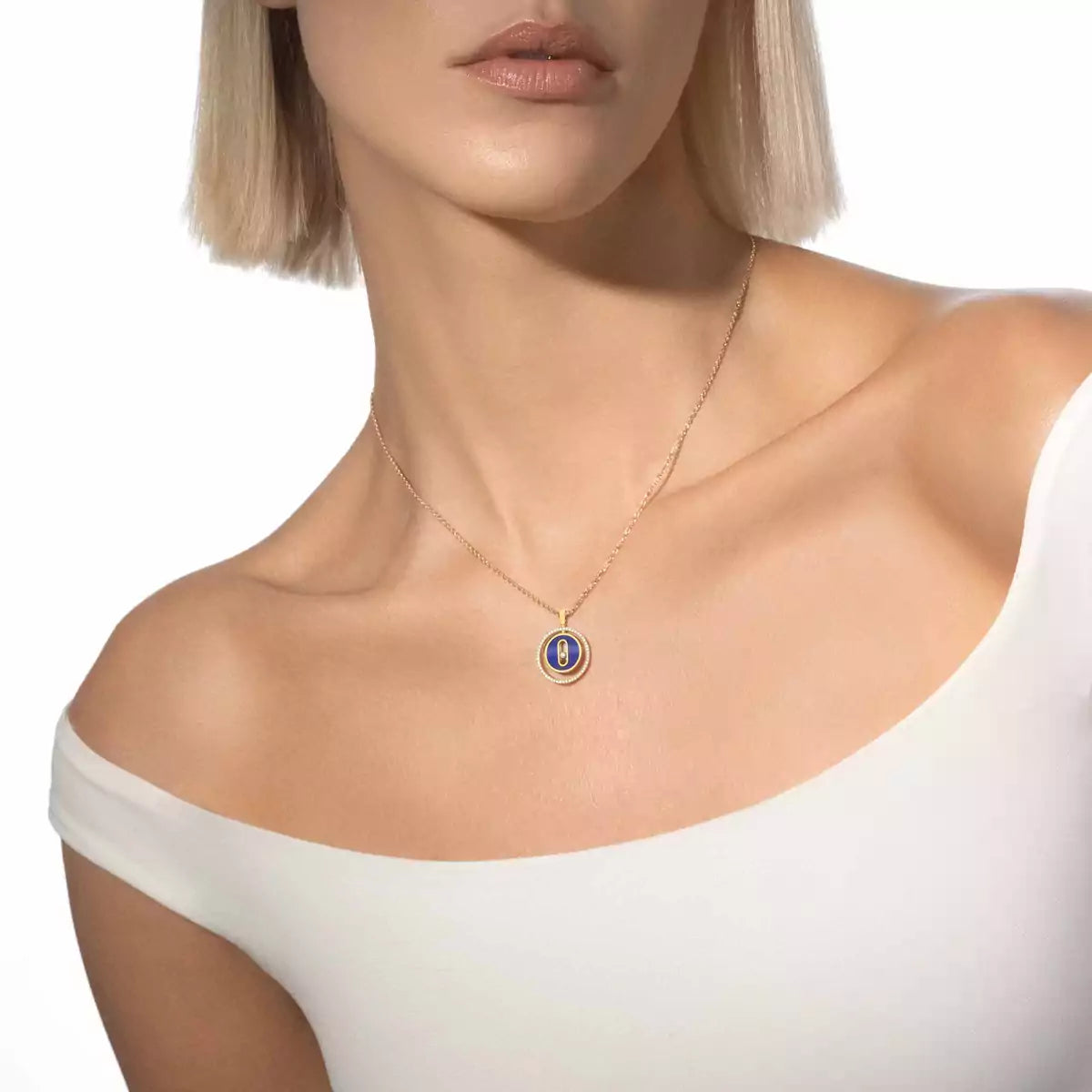[AuraJewelry]Lucky Move Diamond Necklace in Rose Gold and White Mother-of-Pearl