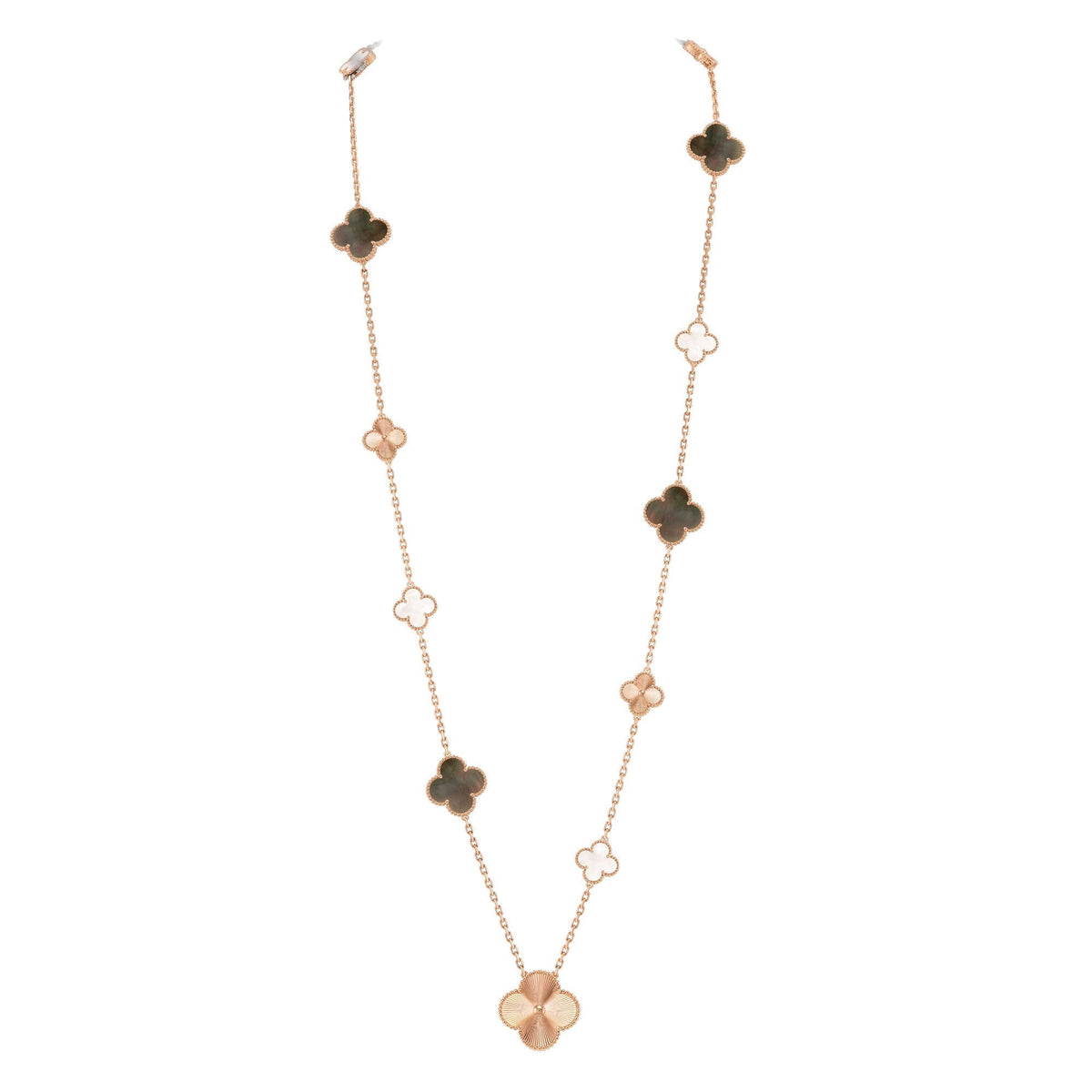 [AuraJewelry]DETACHABLE CLOVER 15(11+4) FLOWER ROSE GOLD NECKLACE SET