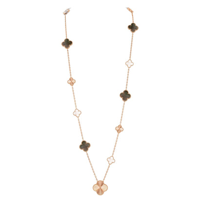 [AuraJewelry]DETACHABLE CLOVER 15(11+4) FLOWER ROSE GOLD NECKLACE SET