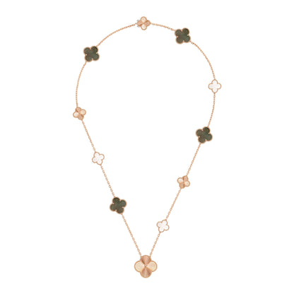 [AuraJewelry]DETACHABLE CLOVER 15(11+4) FLOWER ROSE GOLD NECKLACE SET